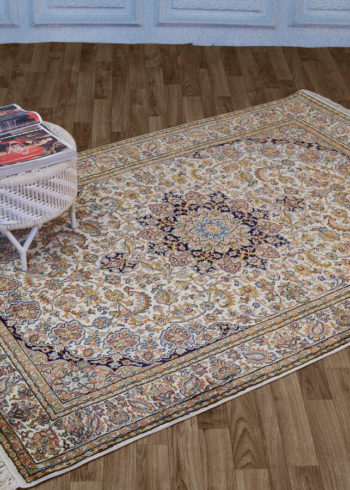 Pure silk oriental carpet for coffee table