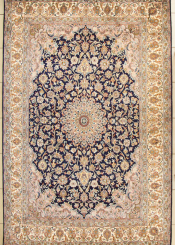 Hand knotted pure silk coffee table rug