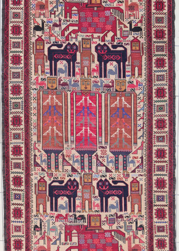Pictorial wall hanging design handmade rug of pure wool - Afghan Design