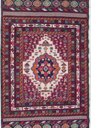 Multi-color handmade pure wool rug for bedroom with Afghan geometric design