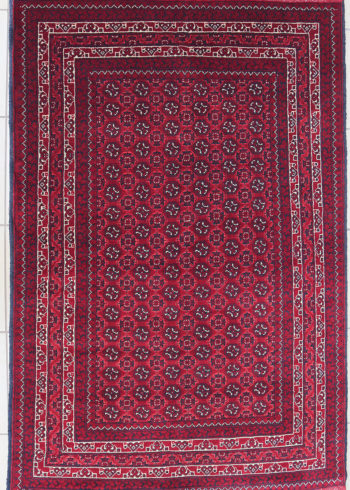 Multi color border Afghan rug