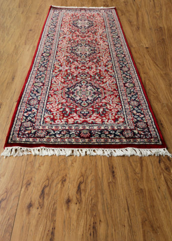 Kashmir oriental wool silk corridor runner rug