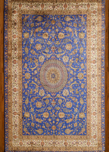 floral design pure silk living room rug