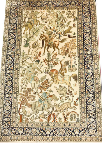 Pictorial handmade Kashmir rug