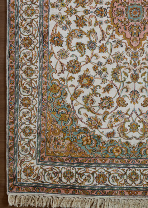 100% pure silk coffee table hand-made rug