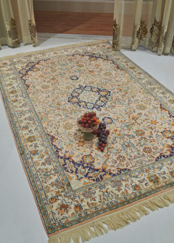 Oriental silk coffee table rug
