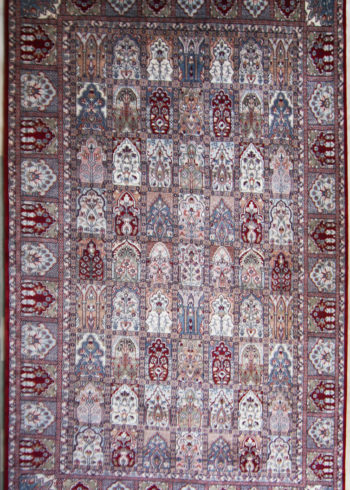 Living Room Wool Silk Floral Geometric Rug