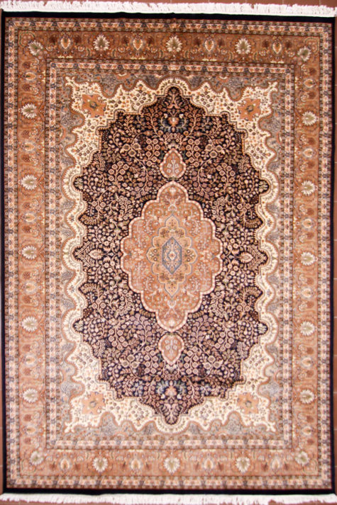Handmade oriental dining room wool silk rug