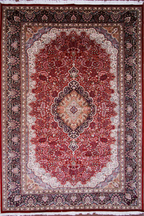 Large red oriental carpet for dining room