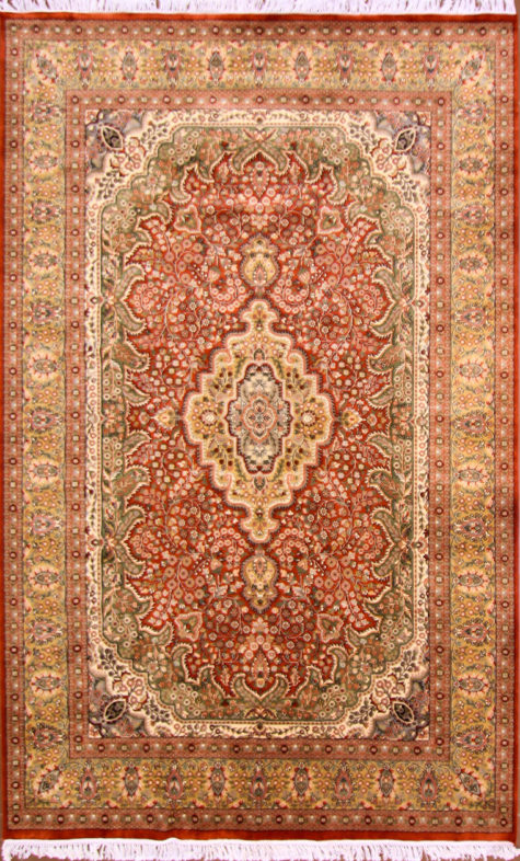Wool silk living room floral design carpet