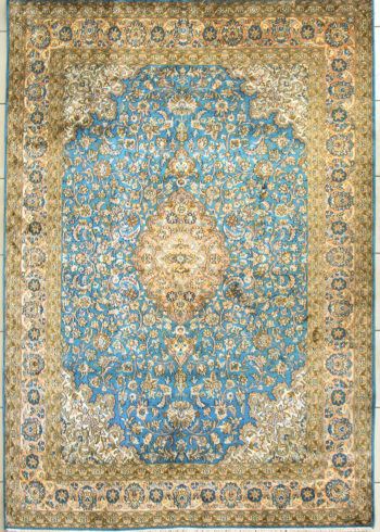 Handmade pure silk coffee table rug