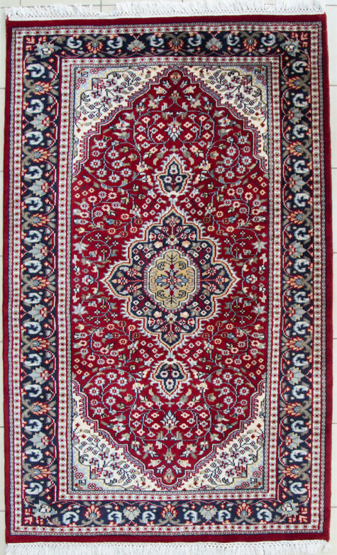 Handmade wool silk coffee table rug