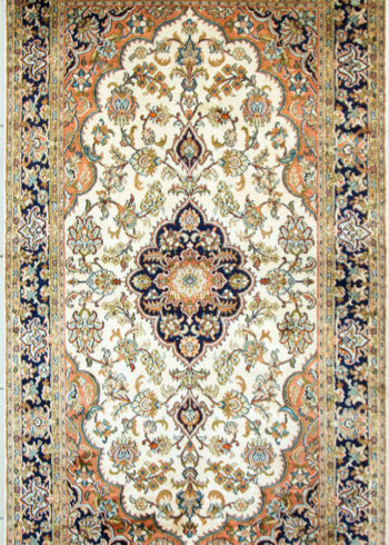 Pure silk rug for foyer with floral design size 5 by 3 handmade