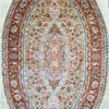 Persian oriental design pure silk bedroom carpet handmade and hand knotted