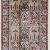 Wool silk handmade area rug with geometric design for foyer