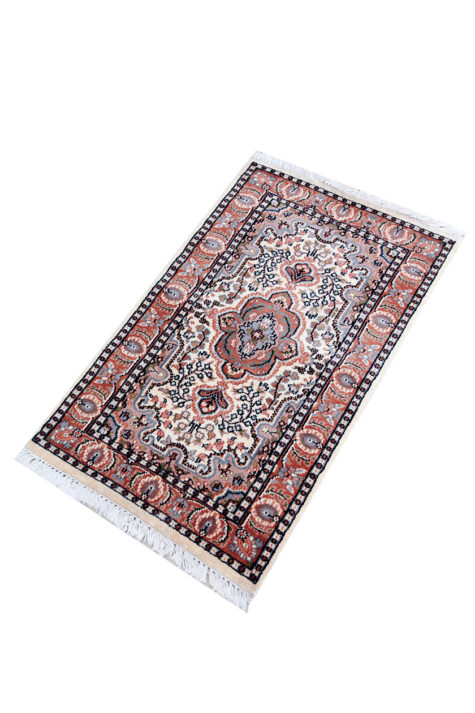 Floral Design Bedside Rug handmade and hand knotted from Carpets of Kashmir