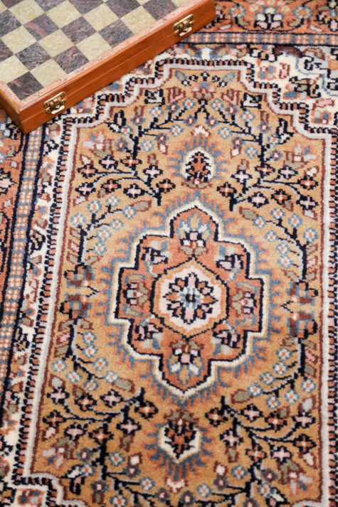 handmade hand knotted floral bedside rug