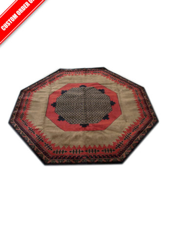 Custom made octagonal rug with Geometric design - handmade and hand knotted