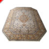 Odd shaped custom made wool silk carpet with Floral - Persian Lineage design