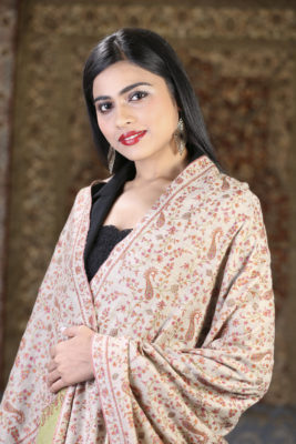 Embroidered Pashmina Shawl on Indian model