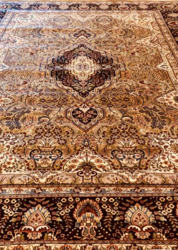 golden base oriental living room rug