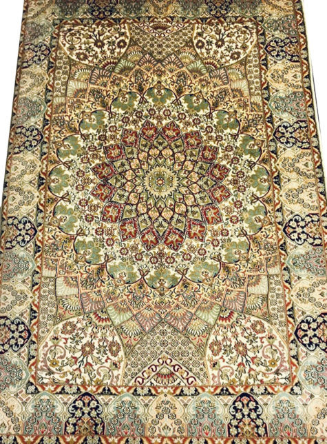 floral design oriental pure silk rug