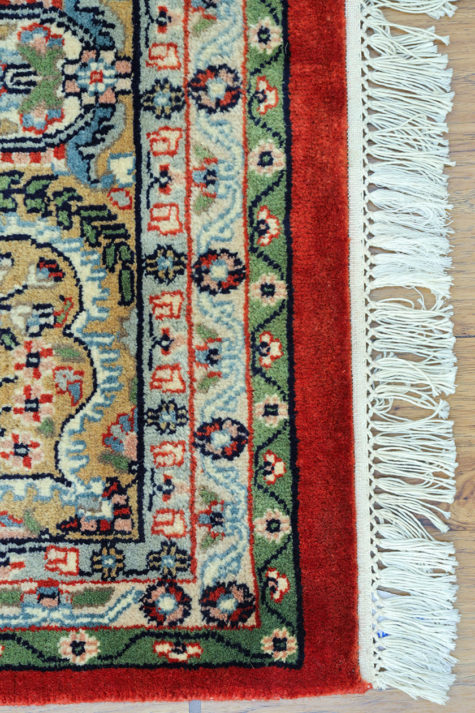 wool silk floral design Kashmir carpet