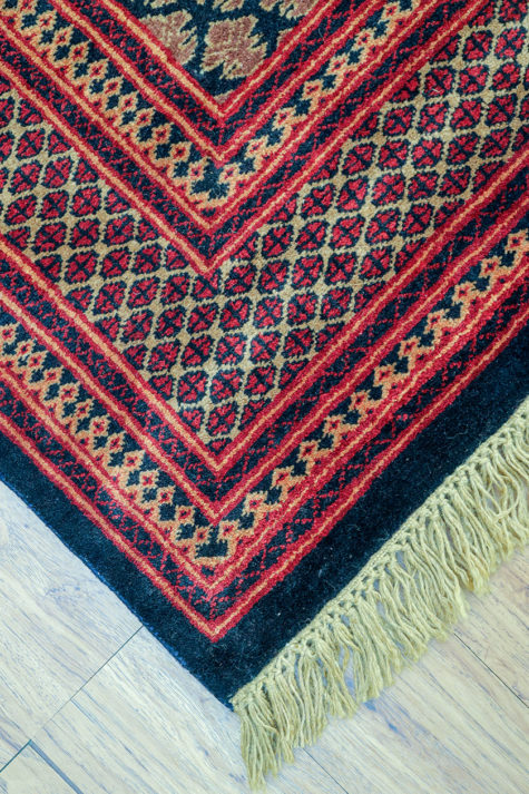 geometric design hand-knotted Kashmir rug