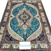 blue Persian pure silk coffee table rug
