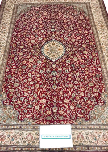 red Persian pure silk coffee table rug