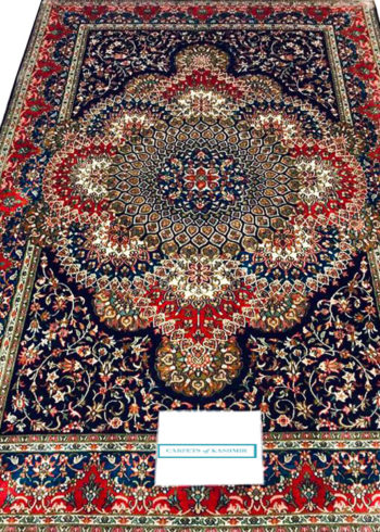 6 by 4 pure natural silk Kashmir carpet