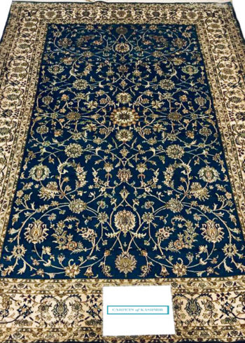 Blue pure natural silk rug