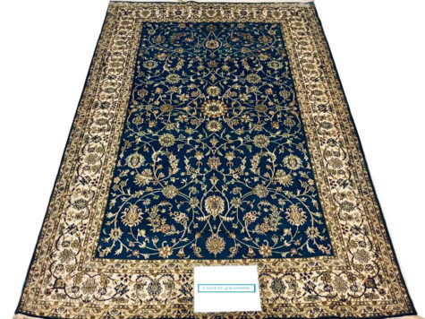 Blue pure natural silk rug