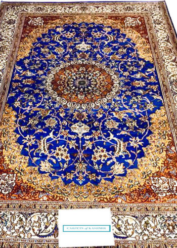 6 by 4 blue pure silk rug