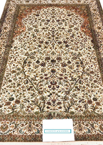 Green Turkish silk rug, Kashmir Silk Rug