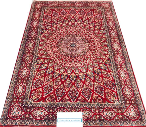 red Persian coffee table rug