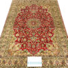 red pure silk coffee table rug