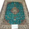 green coffee table Persian rug