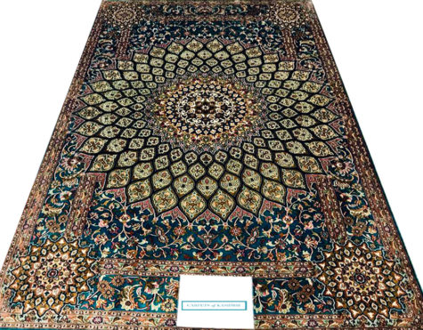 green handmade hand-knotted rug