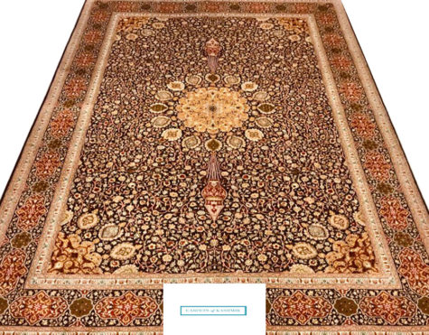 hand made pure silk 7 by 5 rug