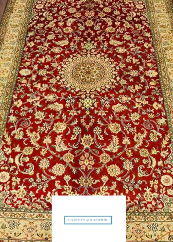 red pure silk bedroom rug