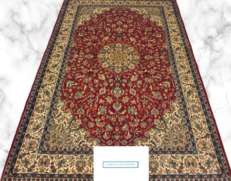red pure natural silk foyer rug