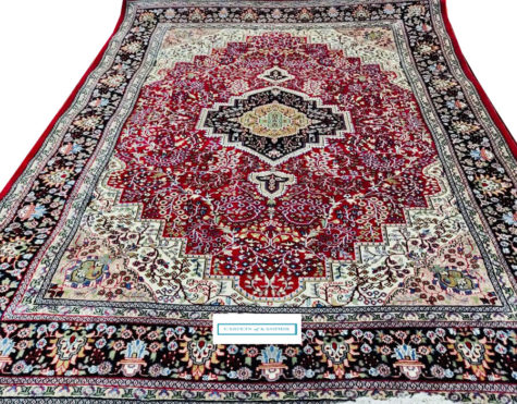 red handmade hand-knotted oriental carpet