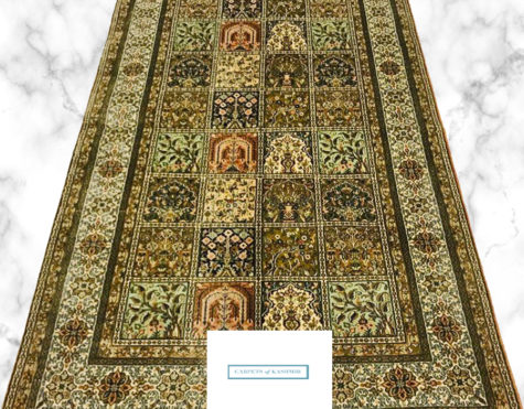 Multi-Color geometric design pure silk rug