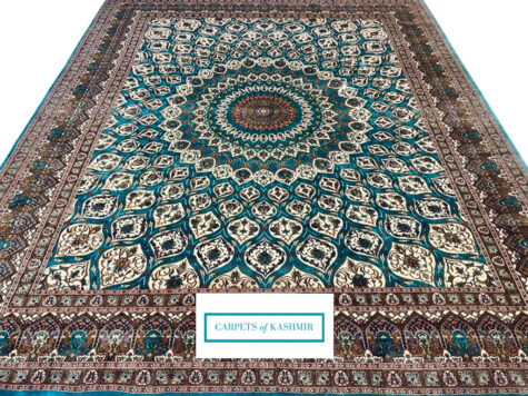 genuine Kashmir handmade hand-knotted rug