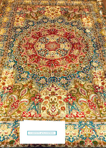 buy Kashmiri hand made pure silk rug