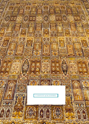 geometric design Kashmiri silk rug