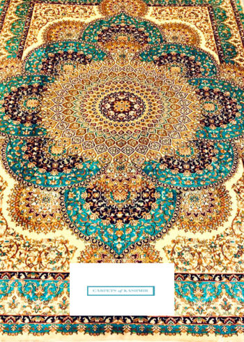 made in Kashmir pure silk rug