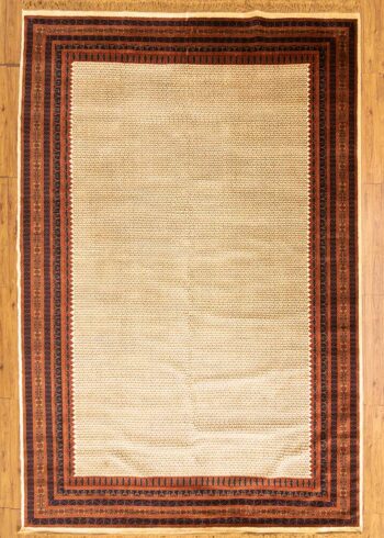 white handmade hand-knotted Kashmir rug