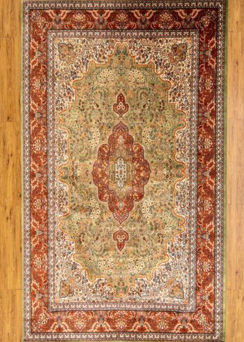 large wool-silk handmade Kashmiri rug